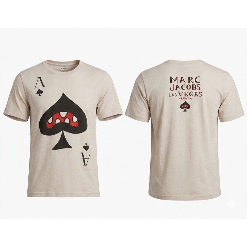Marc Jacobs Las Vegas Ace of Spades Graphic T-Shirt White Cotton Men's Large
